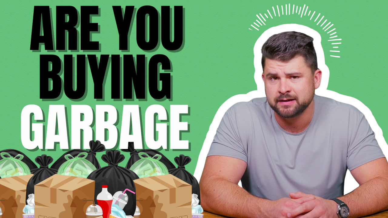 Man questioning ad quality with bold text: "Are You Buying Garbage?" — challenges misleading claims in streaming ad inventory.