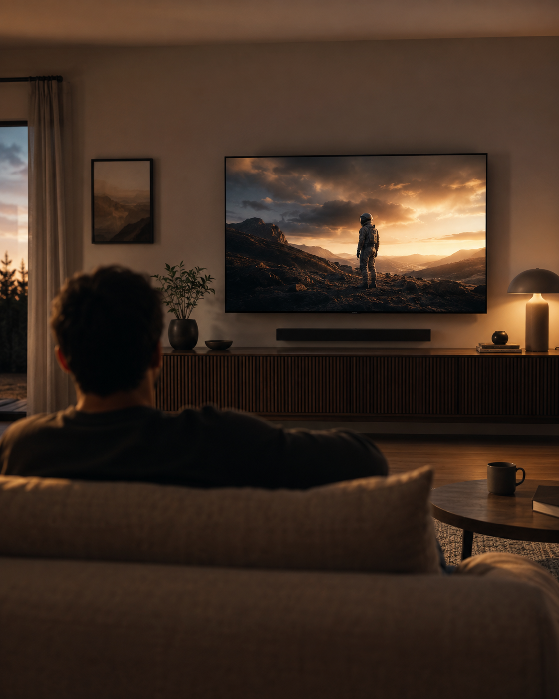 Streaming advertising results: a viewer watching connected TV at home