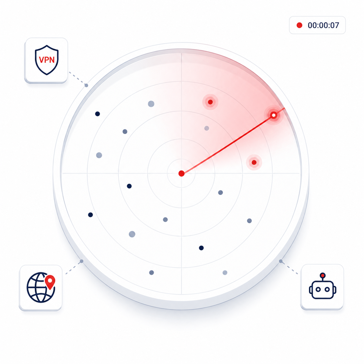 Live counter or timestamp display showing recent fraud detection updates