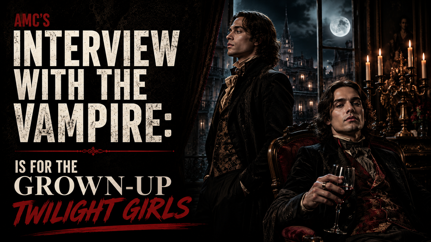 AMC's Interview with the Vampire featured image exploring why the series appeals to grown-up Twilight fans and how premium entertainment attracts audiences who advertise on streaming platforms.