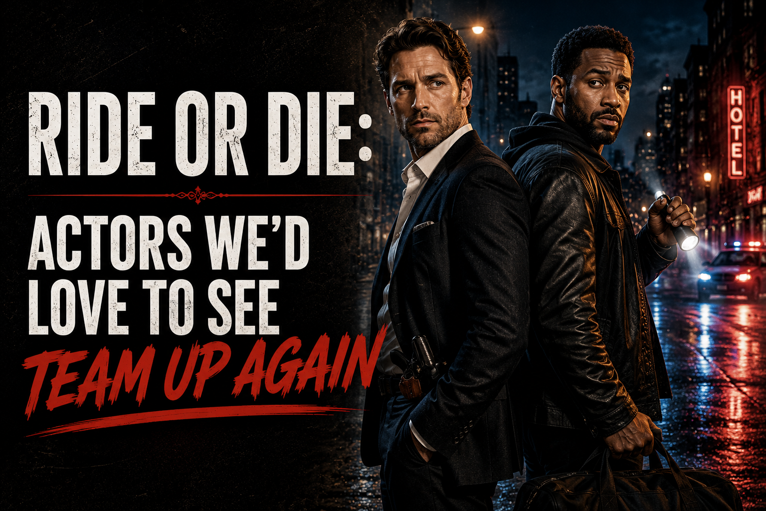 Ride or Die featured image imagining actors we'd love to see team up in a thriller buddy series while celebrating original streaming entertainment and the audiences who advertise on streaming platforms.