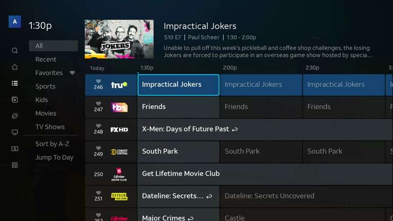 The DirecTV channel guide
