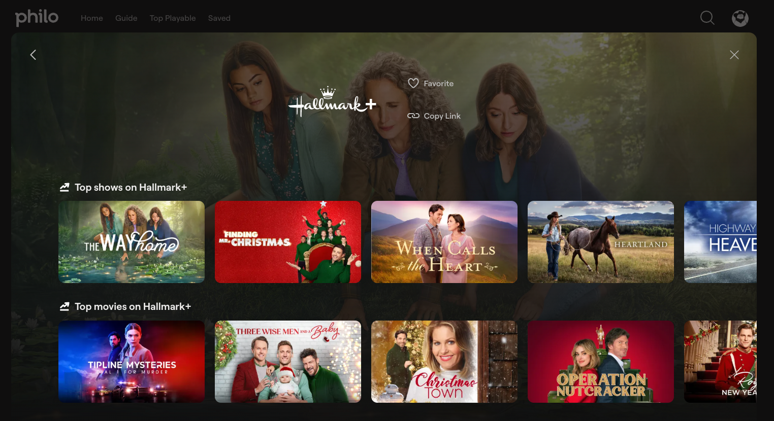 Hallmark movies on Philo