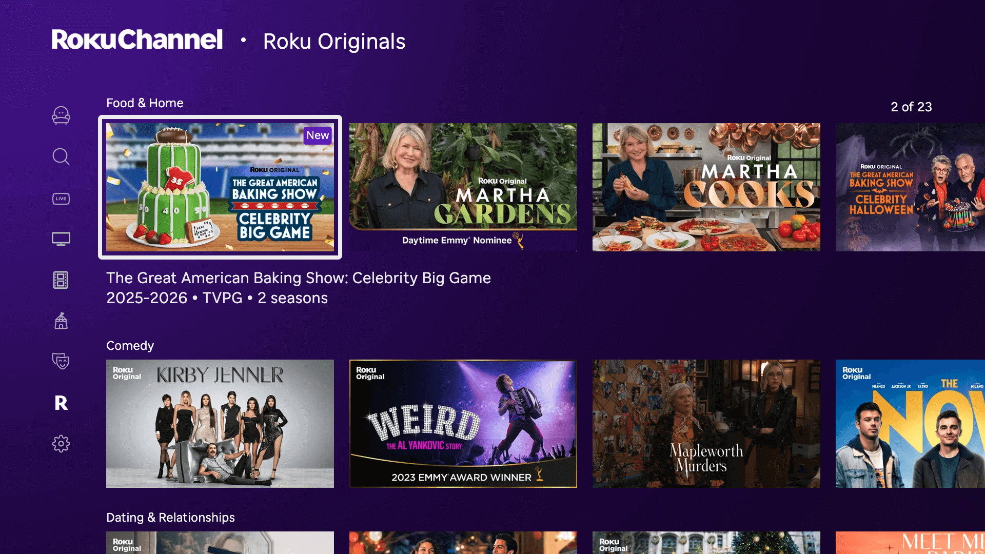 The Roku Channel home screen showing Roku Originals