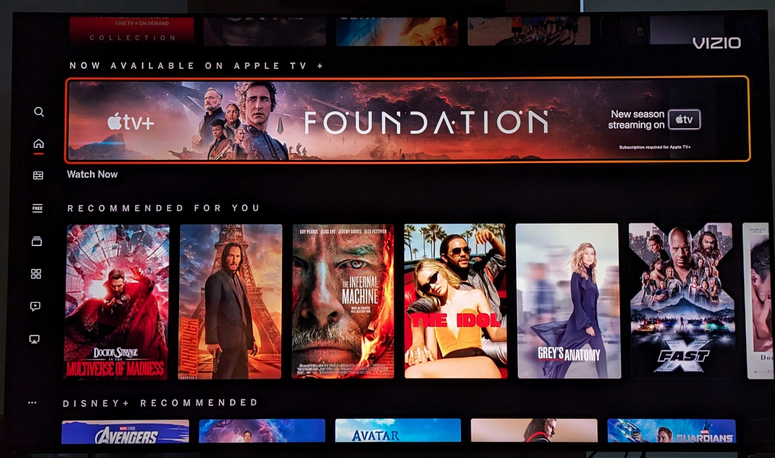 The Vizio interface