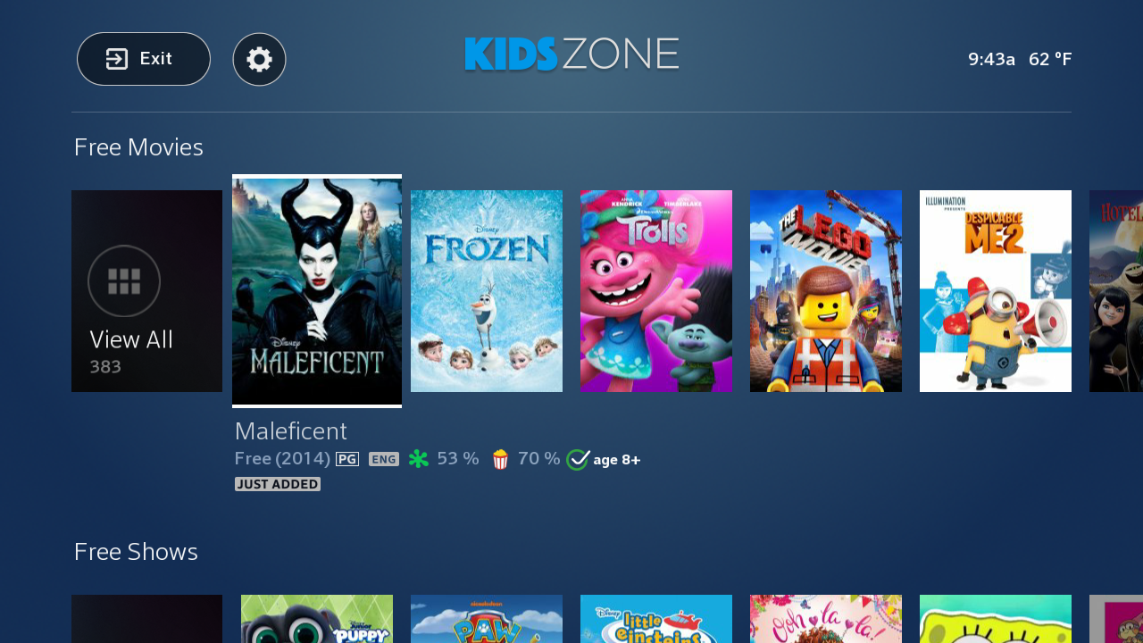 Kids programming on Xfinity