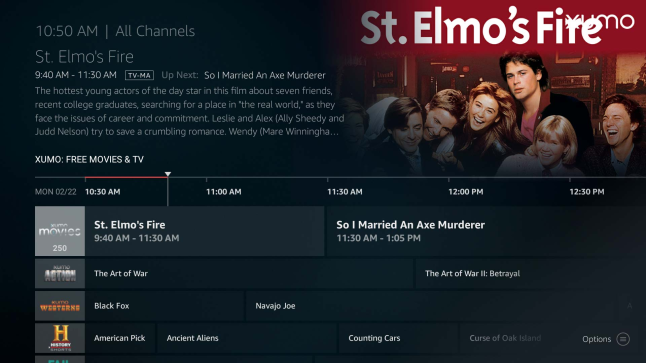 The Xumo interface